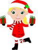 new santa clipart image: child with christmas presents in santa hat
