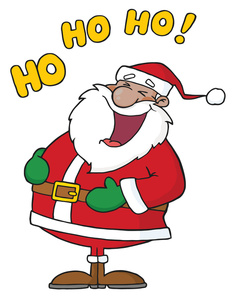 Free Jolly Clipart Image: Jolly Laughing Santa with "Ho Ho Ho!" Text