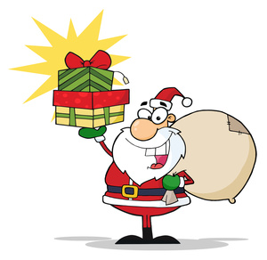 Free Santa Clipart Image: Jolly Old Santa with a Sack of Christmas Presents