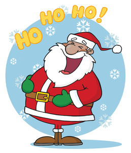 Free Santa Claus Clipart Image: Jolly Old St. Nick Holding His Belly As He Laughs, "Ho Ho Ho"