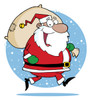 new santa clipart image: jolly santa claus with a bag of gifts on christmas eve