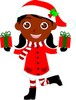 new santa clipart image: little girl dressed like santa with christmas gifts