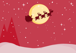 Free Christmas Clipart Image: Santa and Reindeer Delivering Presents to All the Good Boys and Girls