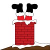 new santa clipart image: santa claus stuck in the chimney with feet sticking out