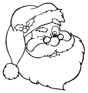 Free Coloring Page Clipart Image: Santa Claus Winking