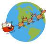 Santa Delivering Presents and Toys to the Whole World