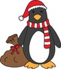 new santa clipart image: santa penguin with sack of toys