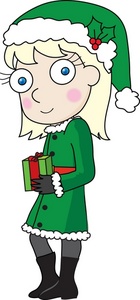 Free Elves Clipart Image: Santa's Helper Elf Girl