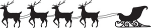 Free Reindeer Clipart Image: Santa's Sleigh with Team of Reindeer