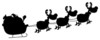 new santa clipart image: silhouette of santa on his sleigh pulled by his reindeers as he delivers christmas presents