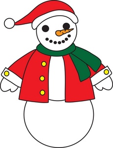 Free Snowman Clipart Image: Snowman Dressed as Santa Claus