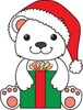 new santa clipart image: teddy bear santa with christmas gift